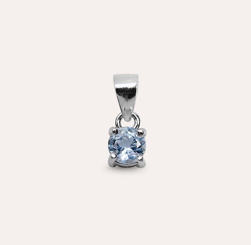 安的珠寶 AND Jewel AND 海藍寶 藍色 圓形 4mm 墜子 經典系列 Round P 天然寶石