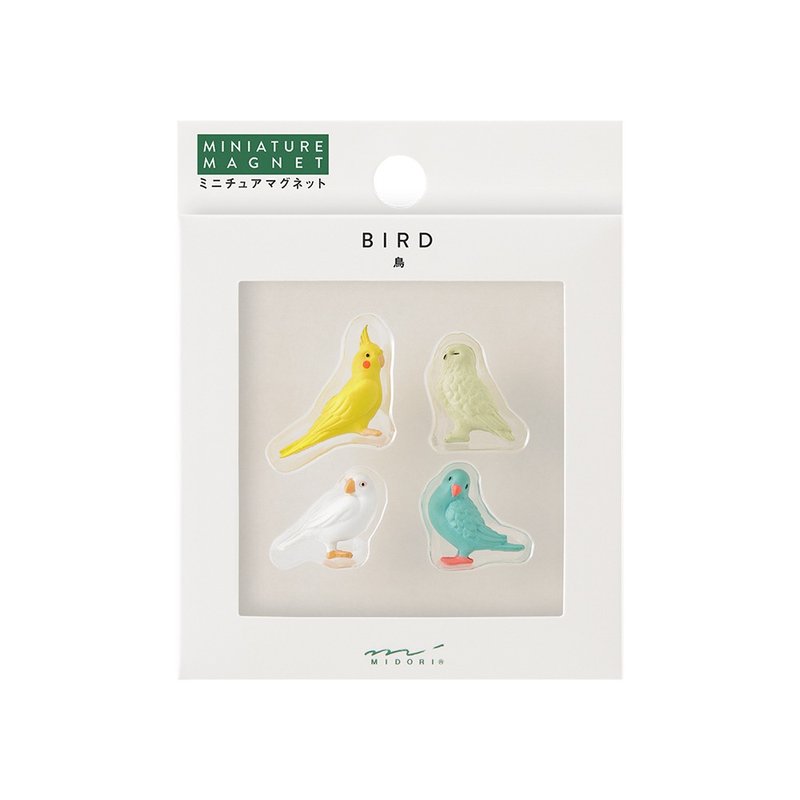MIDORI 迷你造型磁鐵 4 入-小鳥 - 磁鐵 - 其他金屬 多色