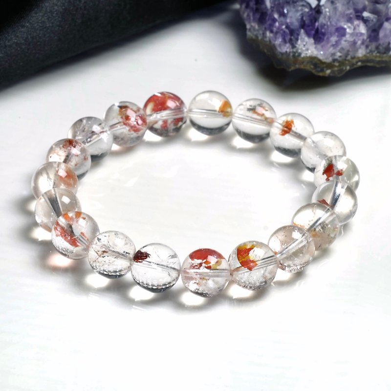 #128 One picture, one thing/10mm gold flake crystal crystal bracelet glue flower crystal wealth and health natural stone - สร้อยข้อมือ - คริสตัล 