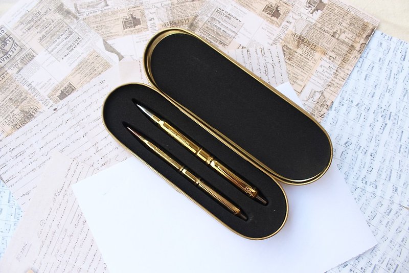 [Special offer] Swiss early bullet case pencil ball pen copper gift box set - ดินสอ - โลหะ สีทอง
