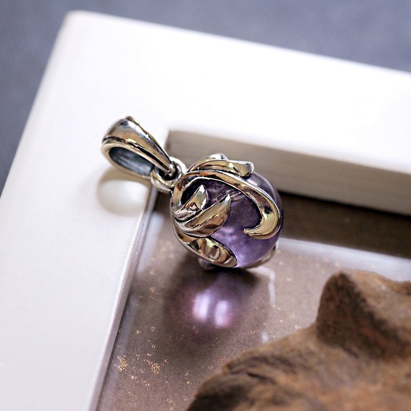 Wave-Wave Ball Pendant (Amethyst) 925 Sterling Silver Necklace Pendant Single Pendant Price - Necklaces - Sterling Silver Silver