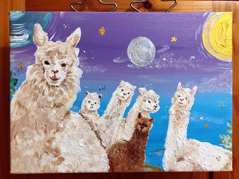 Cosmic Ranch 2∣Alpaca and its friends∣Hand-painted frameless painting - Picture Frames - Pigment Purple