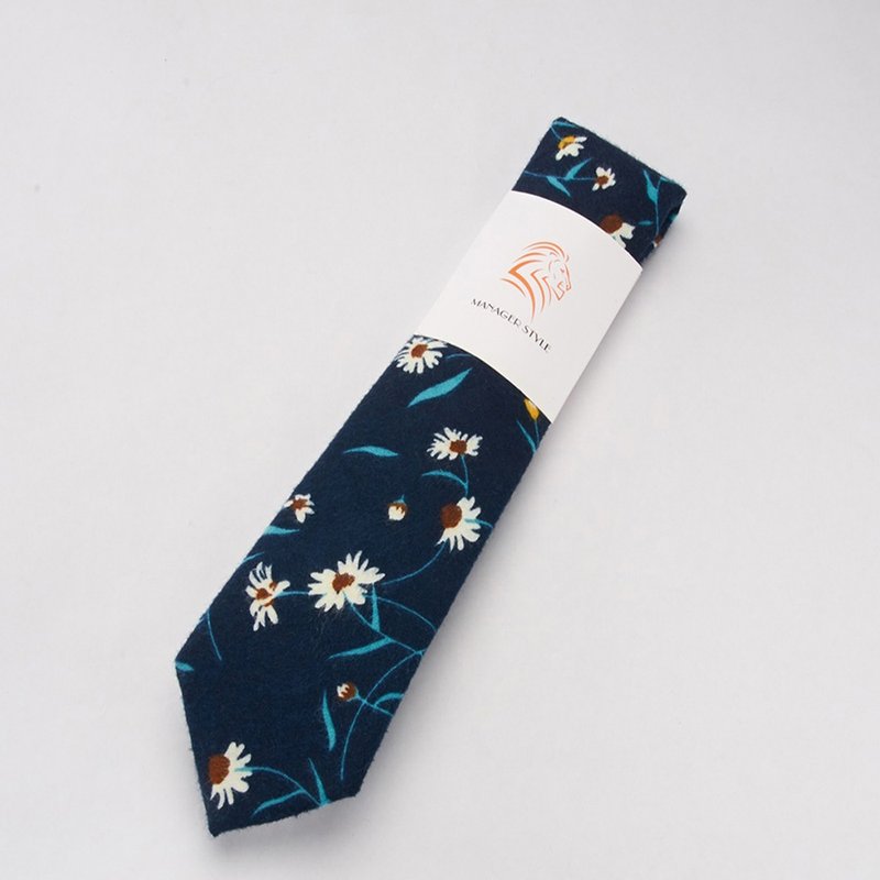 C0615-48 - 領帶/領帶夾 - 棉．麻 藍色