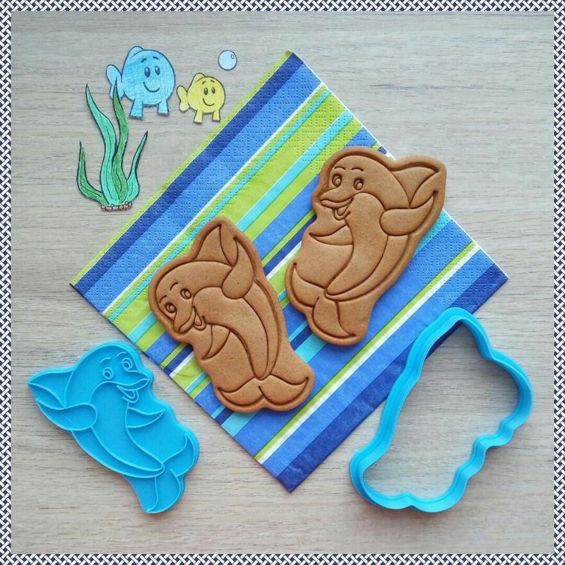 Cookie Cutter Dolphin. Stamp and Cutter - อาหาร/วัตถุดิบ - พลาสติก 