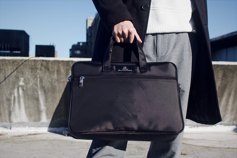 U2BAGS - Classic - Simple briefcase, work bag, computer bag, unisex style-1338 - กระเป๋าเอกสาร - วัสดุกันนำ้ สีดำ