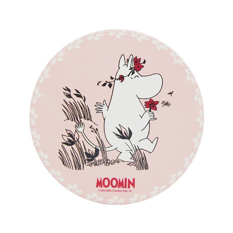 Moomin 噜噜 米 Authorization-Suction Coaster- 【I m in love】 (Round) - ที่รองแก้ว - ดินเผา สึชมพู