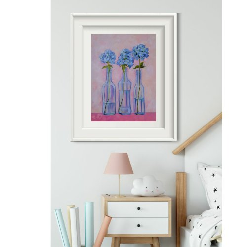 花の絵画ボトルオリジナルアートフロックス壁アート花のアート