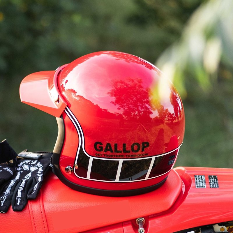 台湾製ハーフフェイスヘルメット＃4-赤いMACH / Machレトロデザイン-合計6色S〜XL - ヘルメット - その他の素材 