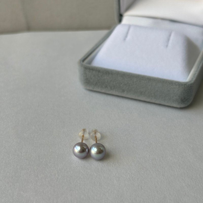 10K Gold Silver Purple Light Freshwater Pearl 6mm Stud Earrings Light Jewelry - Earrings & Clip-ons - Pearl Silver