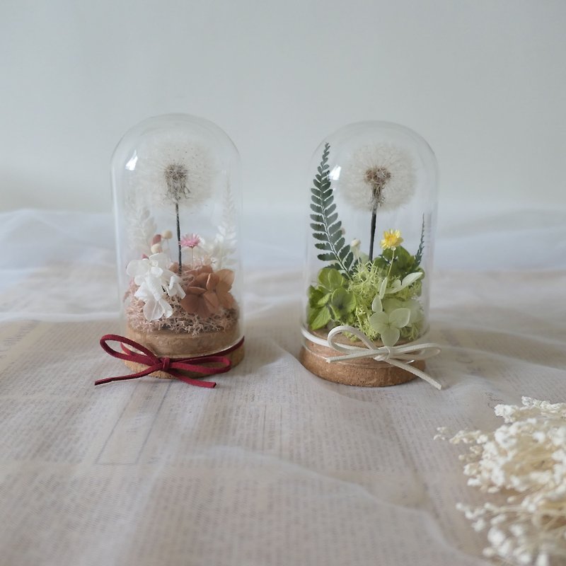 [Dandelion Garden Glass Bell Jar] Exchange Gift/Graduation Gift/Thank You Gift - Items for Display - Plants & Flowers White