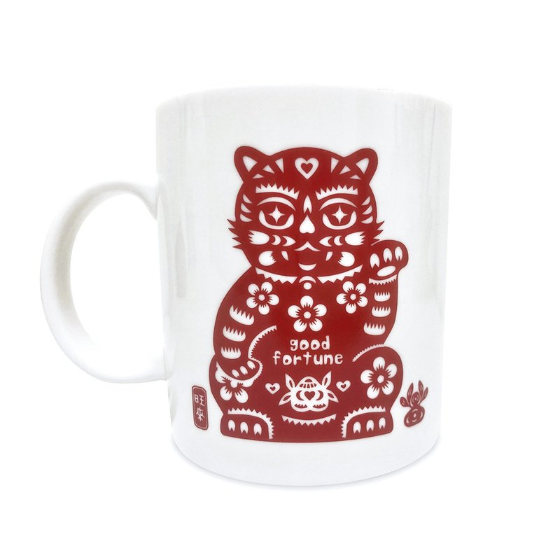 Lucky Tiger Mug - แก้วมัค/แก้วกาแฟ - เครื่องลายคราม สีแดง