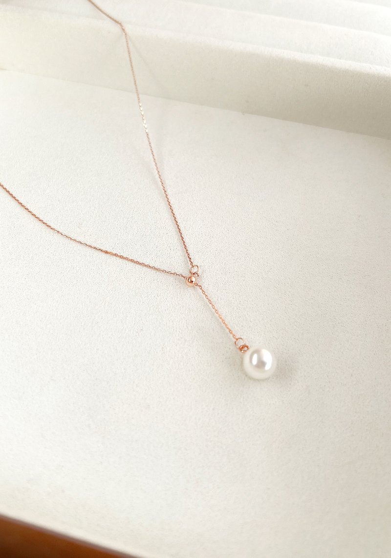 【Delicate Gift Box】Rose Gold Pearl Pendant Necklace - Venus 2.0 #Silver - สร้อยคอ - โรสโกลด์ สึชมพู