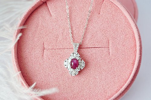 roseandmarry Natural Star Ruby Pendant and Necklace Sterling Silver 925.
