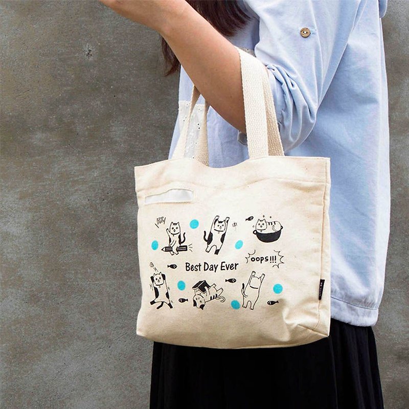 Chuyu cloth hemp sail small tote bag/handbag/storage bag/burlap - กระเป๋าถือ - ผ้าฝ้าย/ผ้าลินิน ขาว