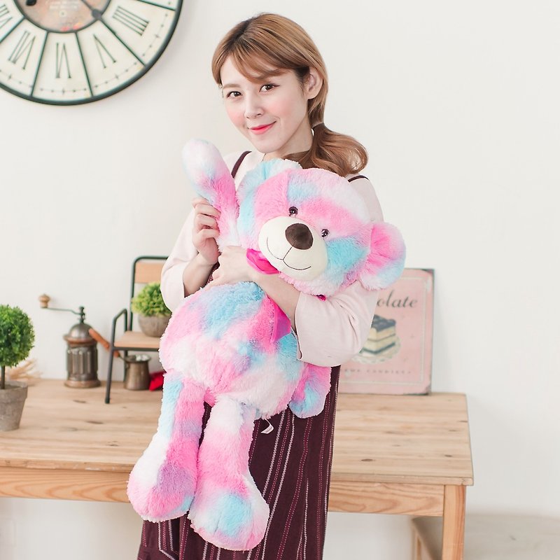 CANDY BEAR 25" Bubble Gum Bear (Artificial Rabbit Fur) - Stuffed Dolls & Figurines - Polyester Multicolor