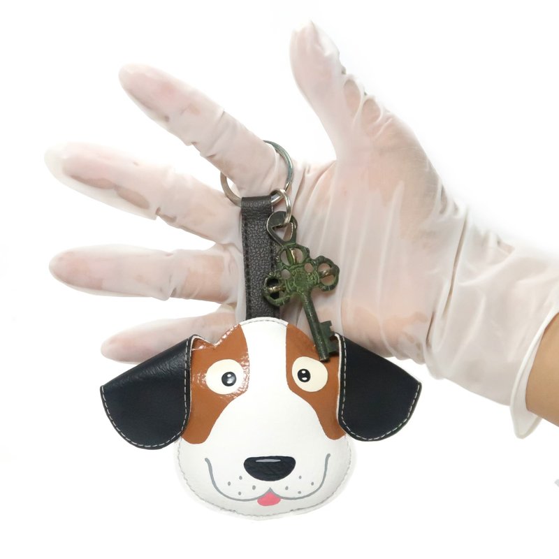 Beagle keychain, gift for animal lovers add charm to your bag. - Charms - Faux Leather White