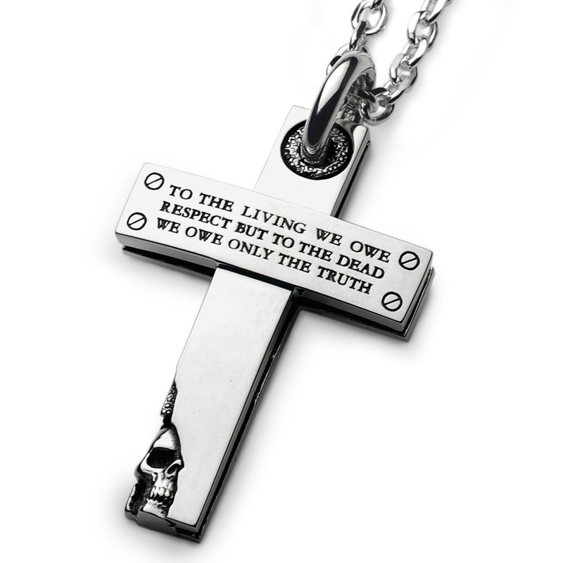 スカル クロスネックレス メンズ/シルバー925ネックレス メンズ/メンズアクセサリー/シルバーアクセサリー/シルバーアクセ 925 ネックレス/fc124 - 項鍊 - 純銀 