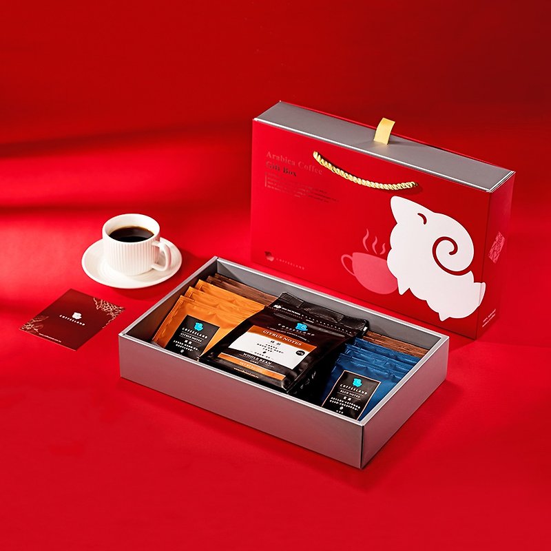 [Coffee Gift Box] Coffee Bean Bag/Ten Coffee Filter Hanging-Orange/Caramel/Blues - Coffee - Fresh Ingredients Red