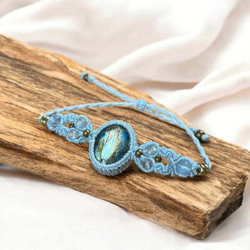 Crystoria Stone | Macrame | South American Wax Thread | Bracelet | Blue Labradorite - Bracelets - Gemstone Blue