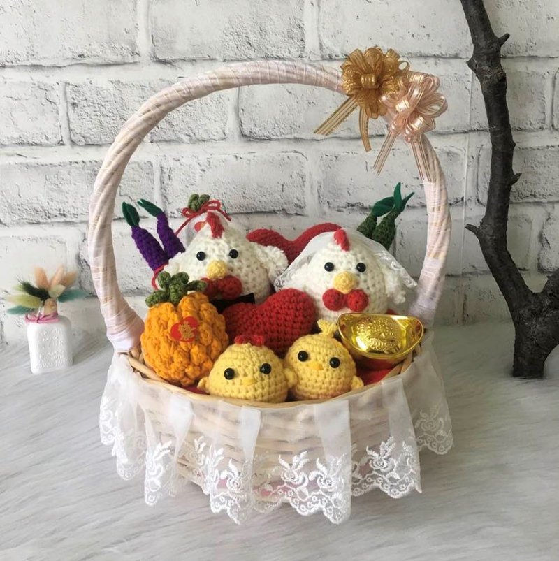 Rustic Style Braided Leading Chicken Lace Basket Set - ตุ๊กตา - วัสดุอื่นๆ 