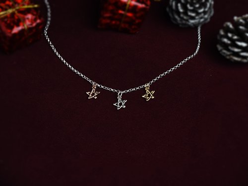 Cpercent 手工飾品 3色小星星 | 純銀項鍊 鍍K金 玫瑰金 細鍊 聖誕禮物