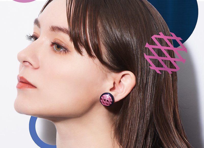 [Aroma earrings to dress up the scent] ALMA Aroma Pierce -CROSS- - Earrings & Clip-ons - Other Metals Pink