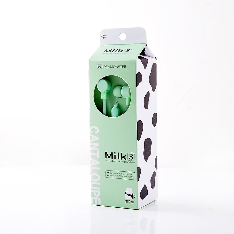 繽紛牛奶線控立體聲入耳式耳機-哈密瓜牛奶-綠 - 耳機/藍牙耳機 - 塑膠 綠色