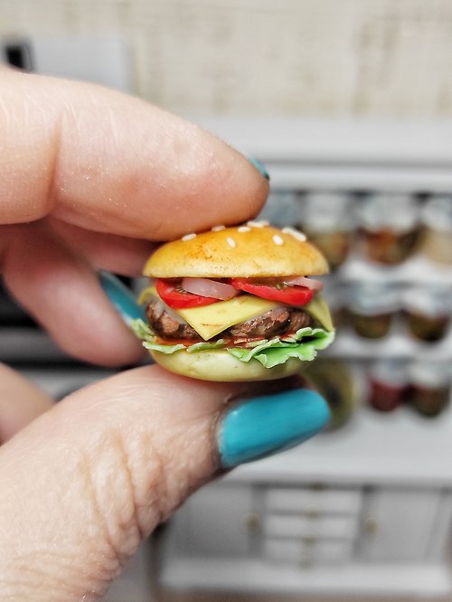 MiniatureFromIrina Fast food for dolls - Burger - Realistic burger - burger for dollhouse - sale
