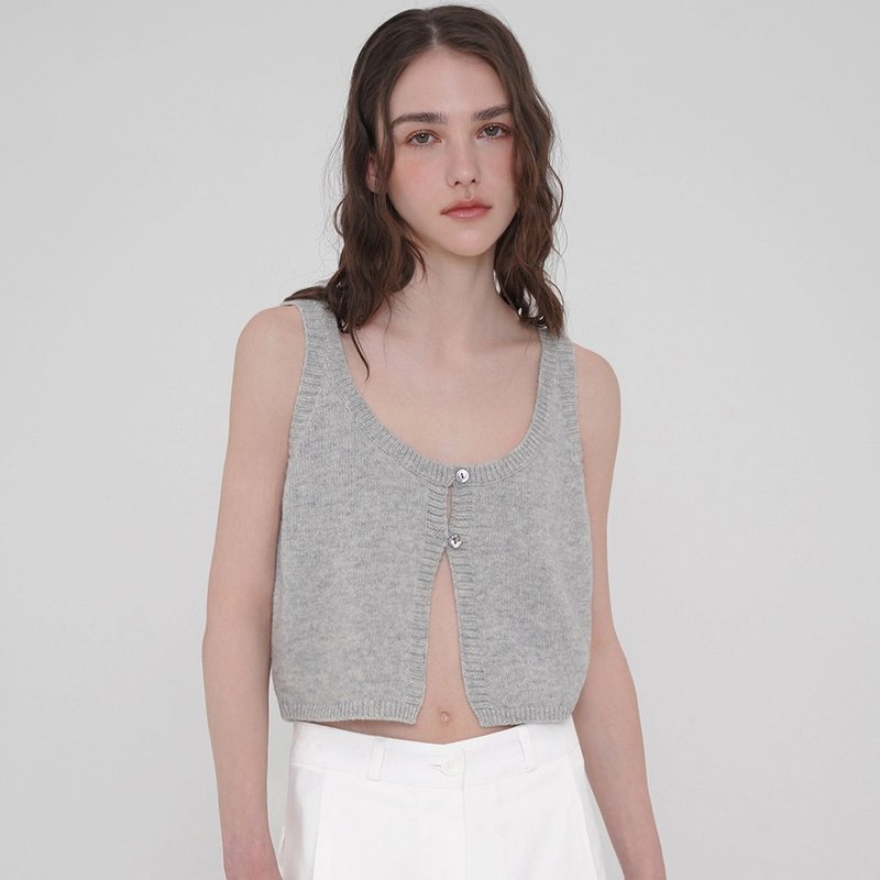 Korea sisterhood, Knit Bustier - Ivory/Gray/Red/Navy - 背心/無袖上衣 - 羊毛 多色