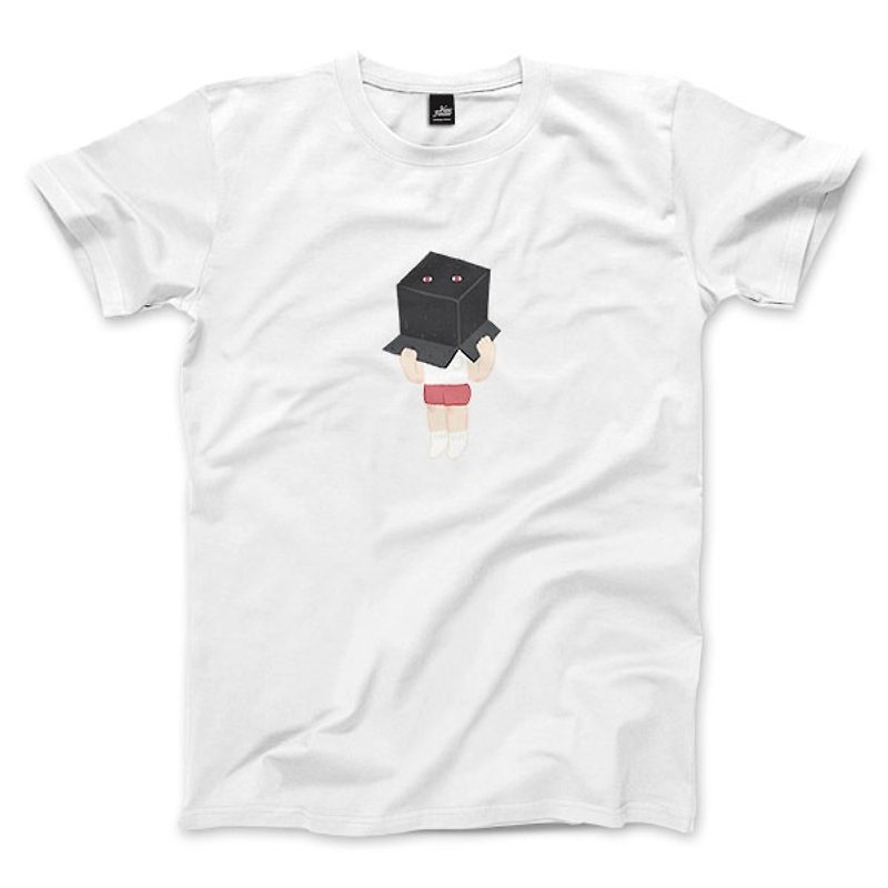 Black Box Day and Night-White-Unisex T-shirt - เสื้อยืดผู้ชาย - ผ้าฝ้าย/ผ้าลินิน ขาว