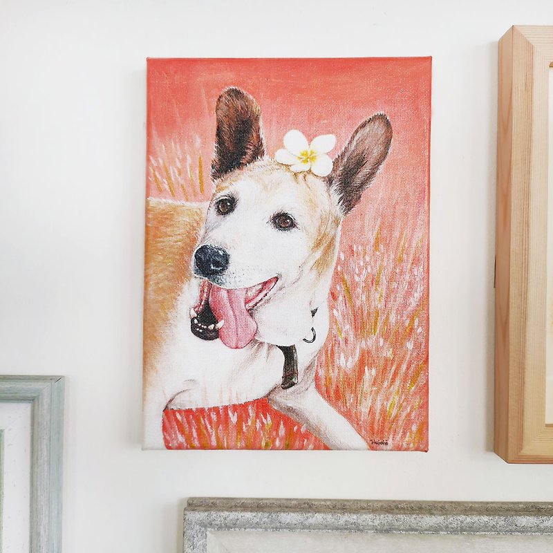 Customized frameless painting | Hand- Acrylic| Pet portrait | 2F canvas - Customized Portraits - Pigment Pink