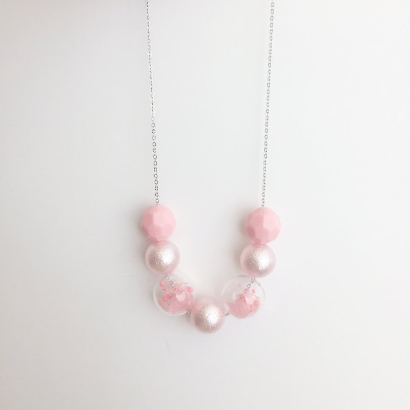 Pink Sakaru Necklace Glass Ball Birthday ift - Chokers - Glass Pink