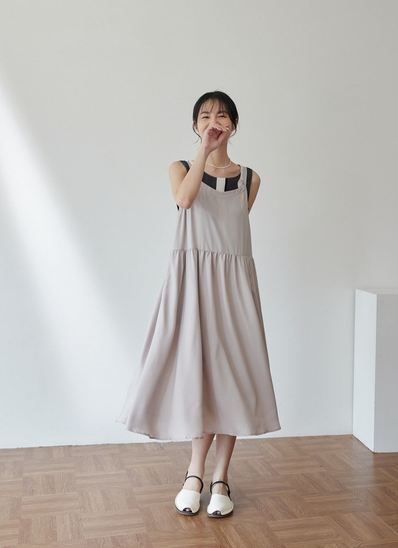 Moon Song Thin Belt Dress-Shaqi - Skirts - Polyester Khaki