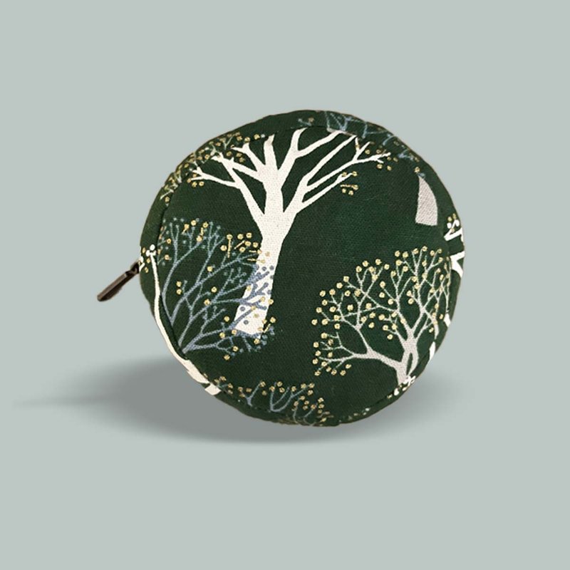 Tree-like round coin purse - กระเป๋าใส่เหรียญ - ผ้าฝ้าย/ผ้าลินิน สีเขียว