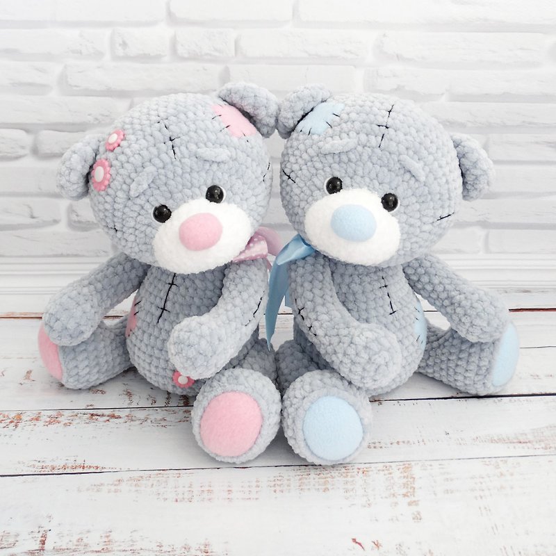 Plush Teddy Bear, Newborn child gift, Handmade toy - 嬰幼兒玩具/毛公仔 - 其他材質 灰色