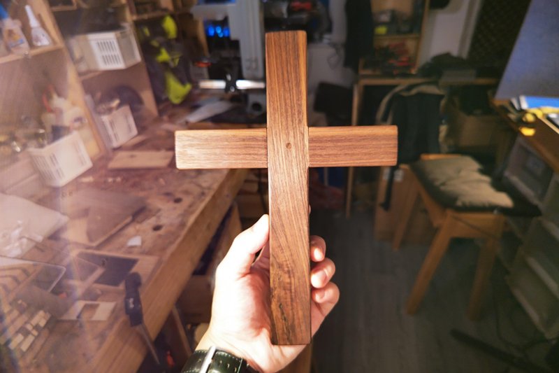手作木作 實木十字架 受洗禮物 - 擺飾/家飾品 - 木頭 咖啡色