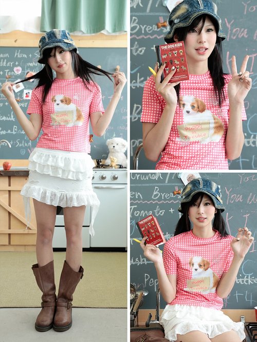 Tシャツ・カットソー Hashtag DDD Dog Print Side Lace-Up Sleeveless Short Tops Hashtag DDD original Japanese cute girl ghost horse hot