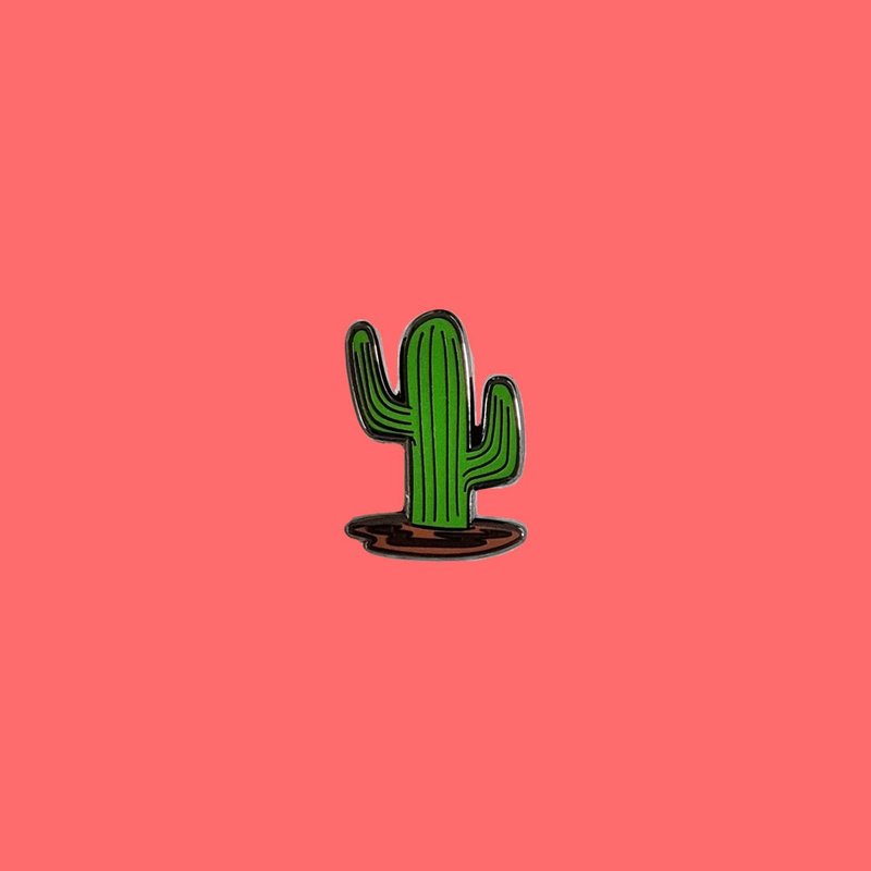CACTUS PIN BADGE BROOCH - 胸針 - 其他金屬 綠色