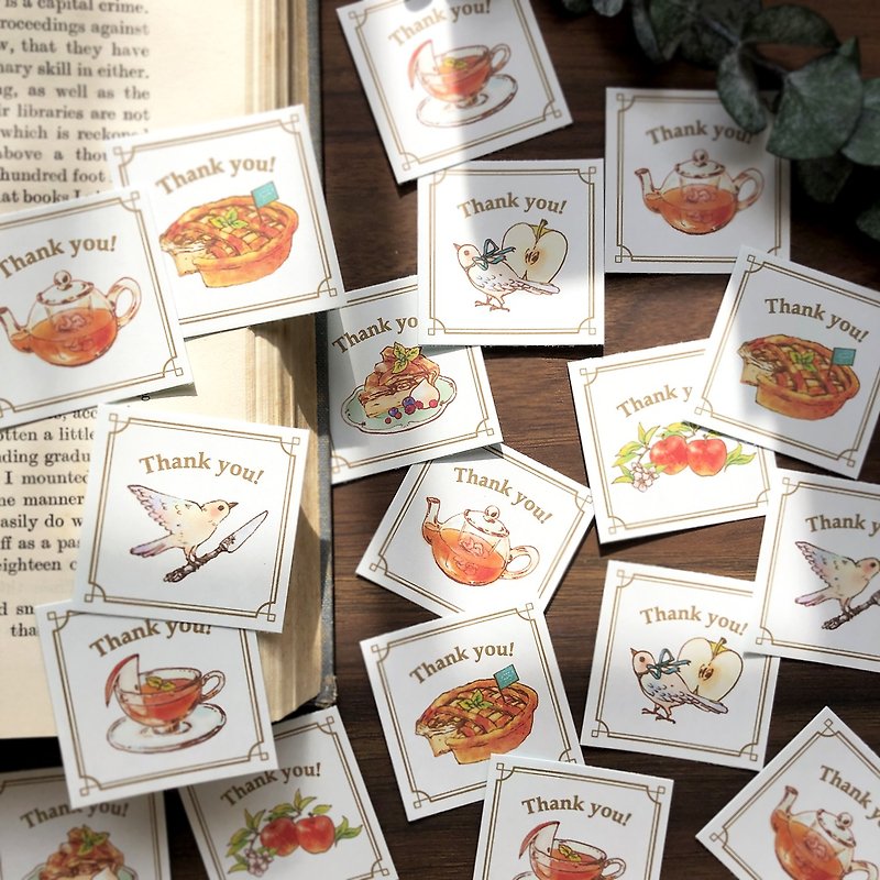 Thank you seal Applepie 35 apple and tea stickers - สติกเกอร์ - กระดาษ สีแดง