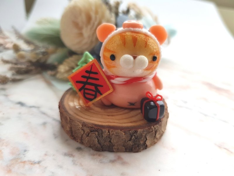 貓咪微景-貓咪小豬(橘虎斑) - 擺飾/家飾品 - 黏土 粉紅色