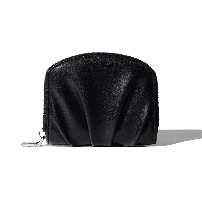 DOUGH ZIPPER Coin & Card Wallets black - 錢包/皮夾/長短夾 - 真皮 黑色