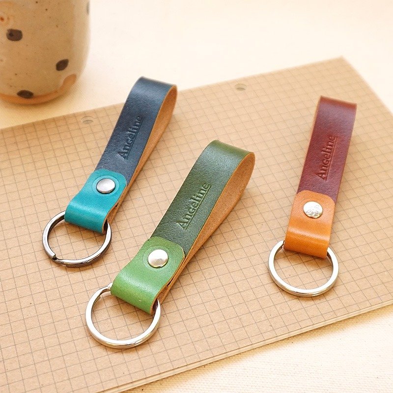 Hand dyed gradient leather key ring-large - ที่ห้อยกุญแจ - หนังแท้ หลากหลายสี
