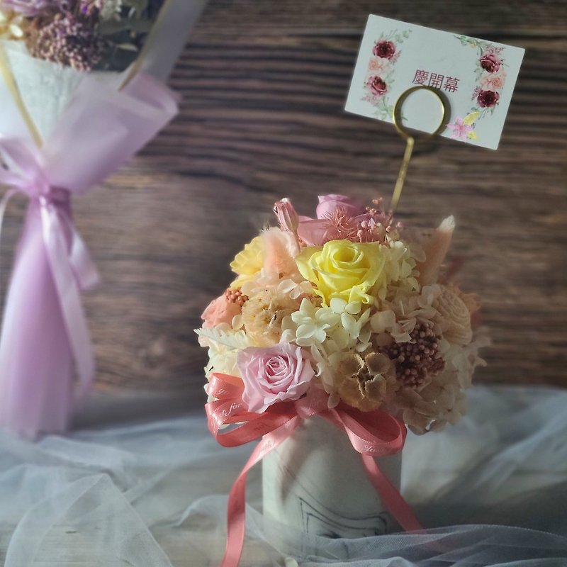 Opening/Housewarming Round Table Flowers (Congratulatory Cards Can Be Inserted) - Dried Flowers & Bouquets - Plants & Flowers Pink