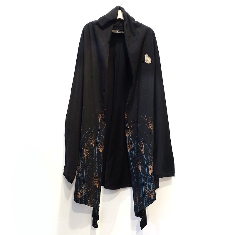 Urb. [Miscanthus cat] blouse jacket - Women's Tops - Cotton & Hemp Black