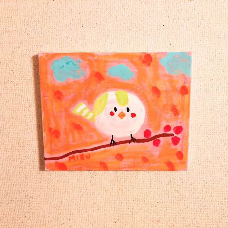 Original picture: A small bird perched on a branch with unique flower lover - Posters - Other Materials 