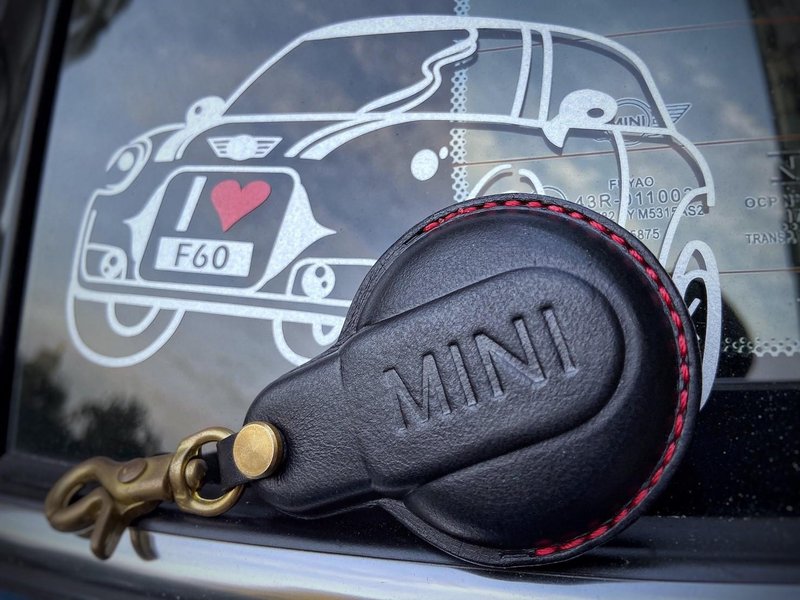 寶馬迷你 MINICooper Countryman F56 F54 JCW 汽車鑰匙皮套 - 鑰匙圈/鑰匙包 - 真皮 黑色