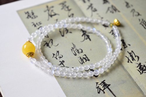 Angel's tears 天使之淚 Jewelry Design 6mm天然原礦冰藍月光石 天然蜜蠟碧玉設計多圈手串項鍊s
