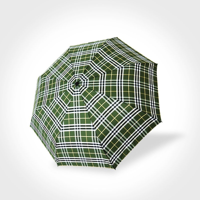 雙龍英國風央帶格紋易開收折傘秒收傘超撥水雨傘(抹綠格) - 雨傘/雨衣 - 防水材質 綠色