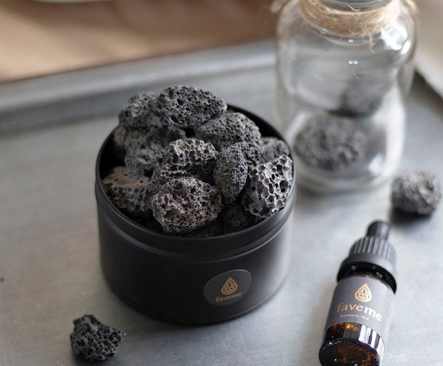 天然水晶ストーンディフューザーアロマオイルセット黒火山石