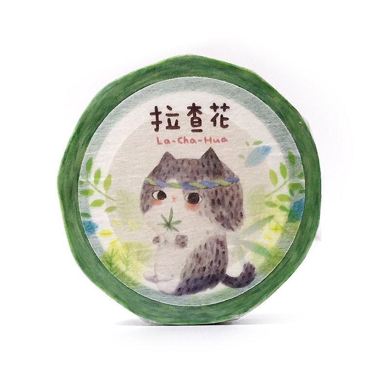 Cat Paper Tape 15mm - Love&Peace Lala - Washi Tape - Paper Green
